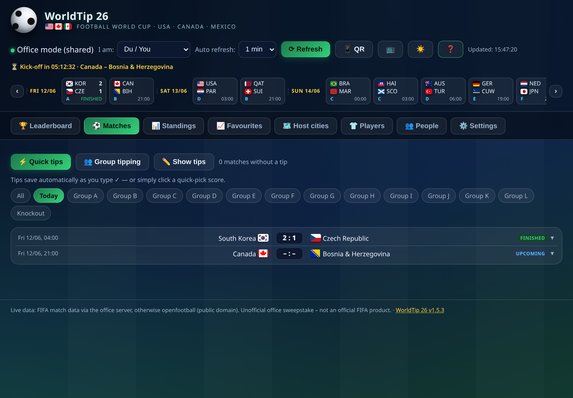 WorldTip 26 — live matches & tips